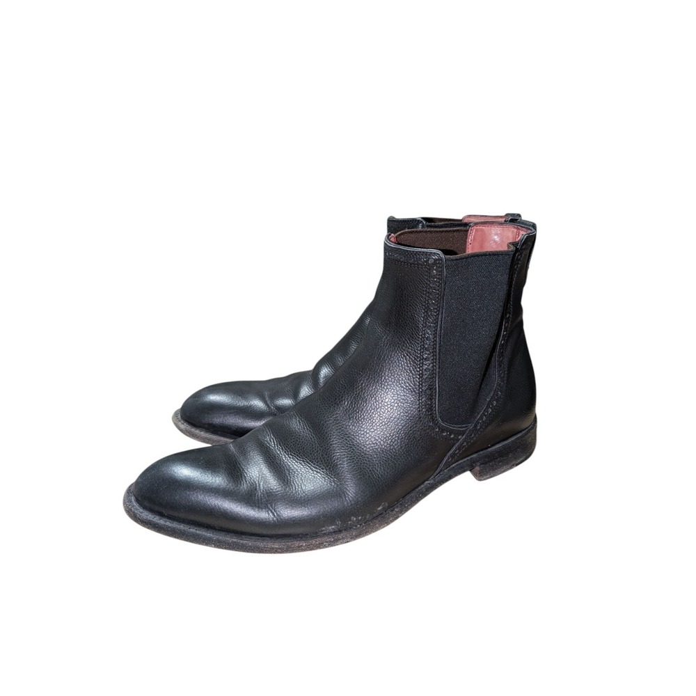 ERMENEGILDO ZEGNA Black leather cap toe Chelsea boots size 8.5 US